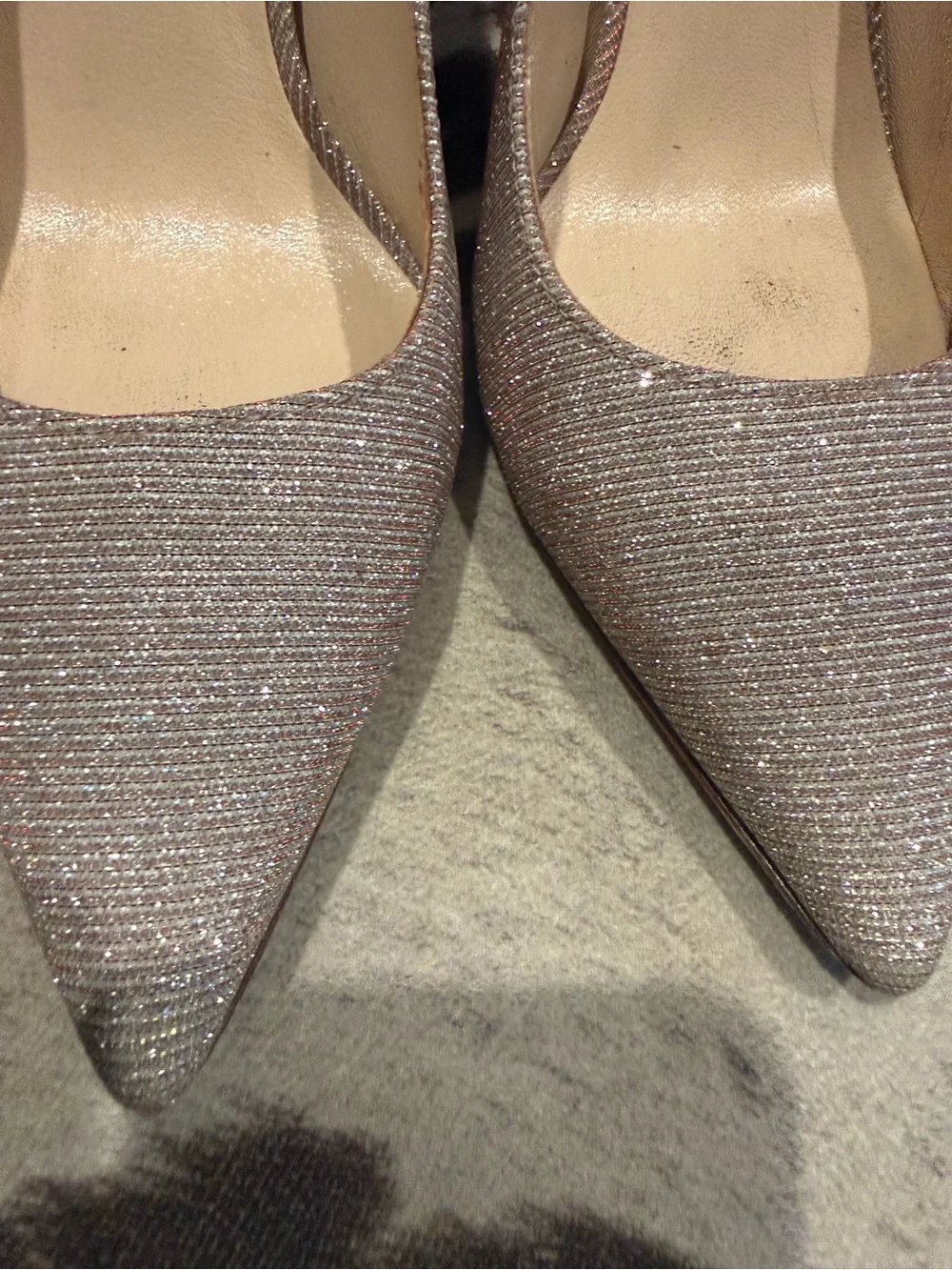 kate spade Glitter Pointed-Toe Pumps in Rose Gold Sparkle